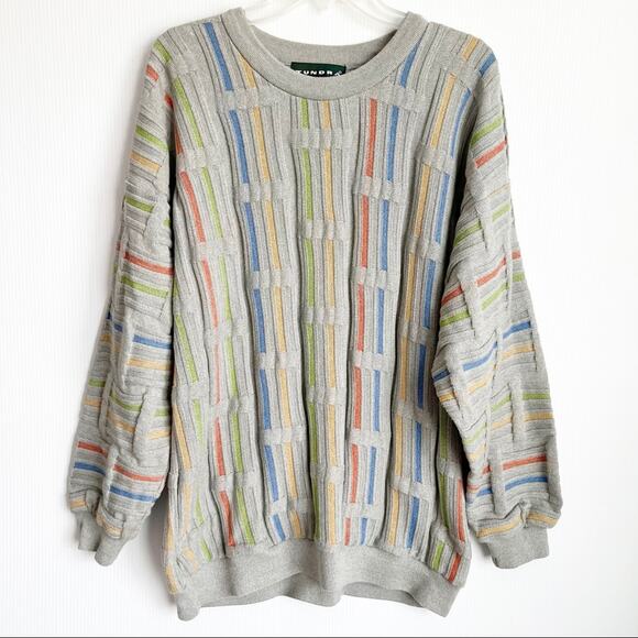 Vintage Tundra Canada Colorful Textured Pullover Crew Neck Sweater Medium